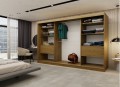 Szafa przesuwna z czterema szufladami Emma 240 dąb artisan / wenge
